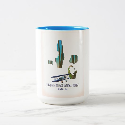 フンボルト・トイヤベ州立森林ネバダの地図 ツートーンマグカップ (中央)