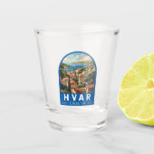 フヴァルクロアチアトラベルアートヴィンテージ ショットグラス (正面)