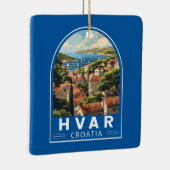 フヴァルクロアチアトラベルアートヴィンテージ セラミックオーナメント (右)