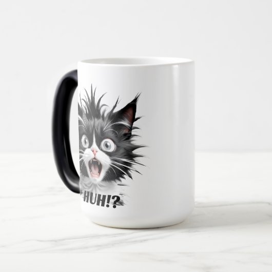 フーおもしろいキャットミーム引用文 | かわいい猫コーヒーマグ モーフィングマグカップ (正面左)