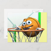 フーおもしろいプのマンガのバスケットボール ポストカード (正面/裏面)