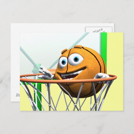 フーおもしろいプのマンガのバスケットボール ポストカード (正面/裏面)