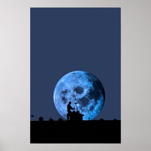 フーに対する屋根の上の煙突のスイープのシルエット ポスター (正面)