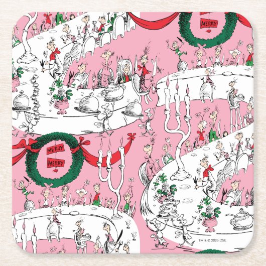 フーのクリスマス祝宴 スクエアペーパーコースター (正面)