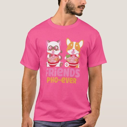 フースープフレンズPho Ever Cats 食べPho Tシャツ (正面)