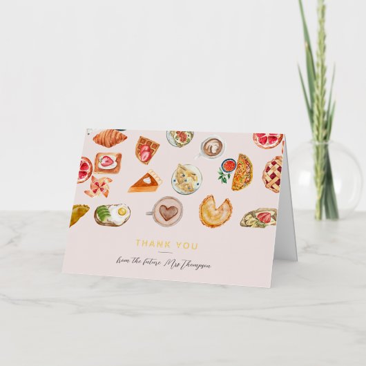 フーズ図解入りの、写真付きの赤面ブライダルシャワーブランチ 箔グリーティングカード (正面)