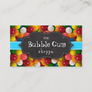 フーセンガムのカラフルなGumballの青い縞の黒板 名刺