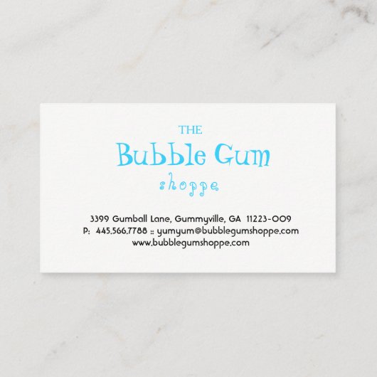 フーセンガムのカラフルなGumballの青い縞の黒板 名刺 (裏面)