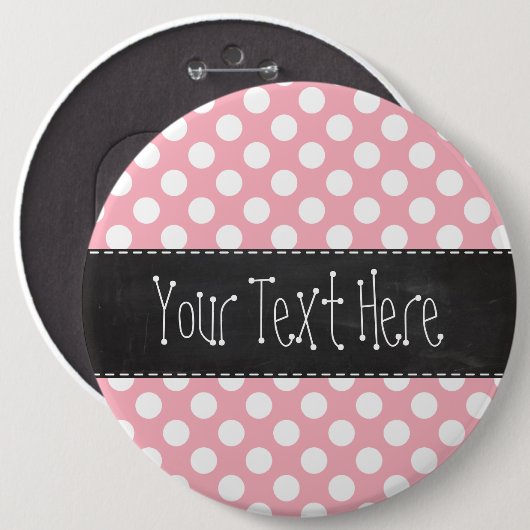 フーセンガムのピンクの水玉模様; レトロの黒板 缶バッジ (正面&裏面)