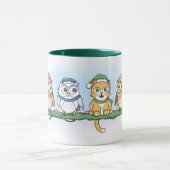 フートって変なの?クリスマスのフクロウとネコ マグカップ (中央)
