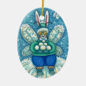 フートターブンウィンターワンダーランドおもしろい、バニーラビット セラミックオーナメント (正面)