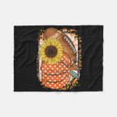 フートルパンプキンサンフラワーフートル恋人秋サンクシュ フリースブランケット (正面(横))