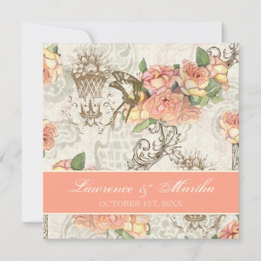 フートルビーnバラエレガントな結婚式 招待状 (正面)