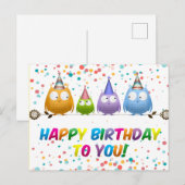 フート・オウズよりあなたにハッピー・バースデー ポストカード (正面/裏面)