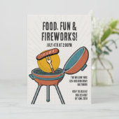 フードおもしろい花火バーベキュー7月4日BBQパーティー 招待状 (スタンド正面)