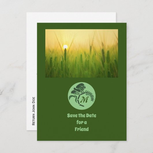 フードお洒落付きグラスパーモノグラム写真 インビテーションポストカード (正面/裏面)