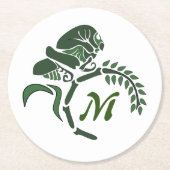 フードお洒落付きグラスパーモノグラム ラウンドペーパーコースター (正面)