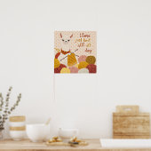 フードのついたマフラーを巻いた漫画のらくだ ポスター (キッチン)