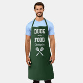 フードのグリーン グリリングをするデュード エプロン (着用した状態)