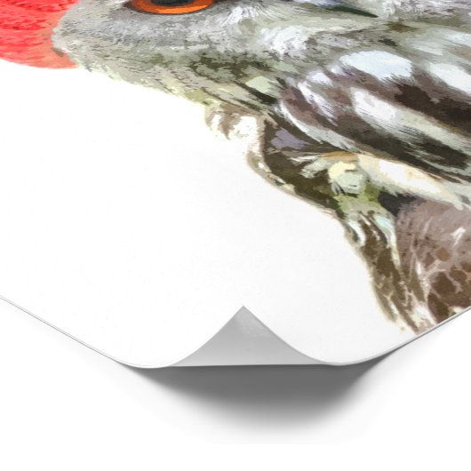 フードをかぶったオウムのユーモアあふれる動物の肖像 ポスター (角)