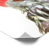 フードをかぶったフクロウのユーモアあふれる動物の肖像 ポスター (角)