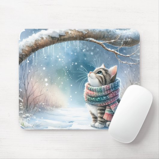 フードを巻いた子猫 マウスパッド (マウス)