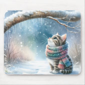 フードを巻いた子猫 マウスパッド (正面)