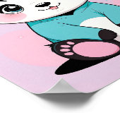 フードを着たかわいいパンダ - 子ども部屋の壁アート ポスター (角)