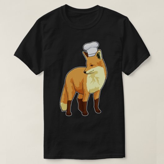 フードを調理するコック帽を被ったキツネ Tシャツ (デザイン正面)