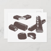 フードアート缶を扱うチョコレートキャンディースイーツペストリー ポストカード (正面/裏面)