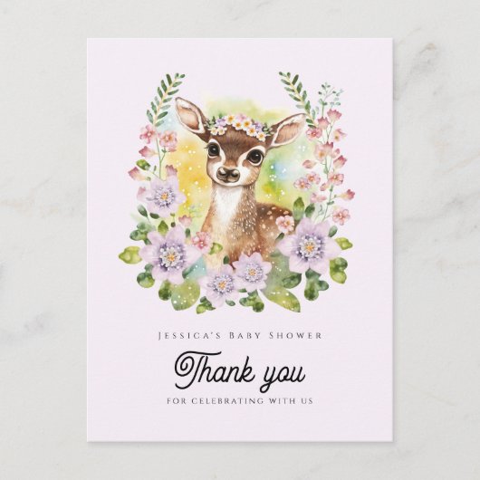 フードゥフルな鹿の赤ちゃんシャワーのお礼はがき ポストカード (正面)