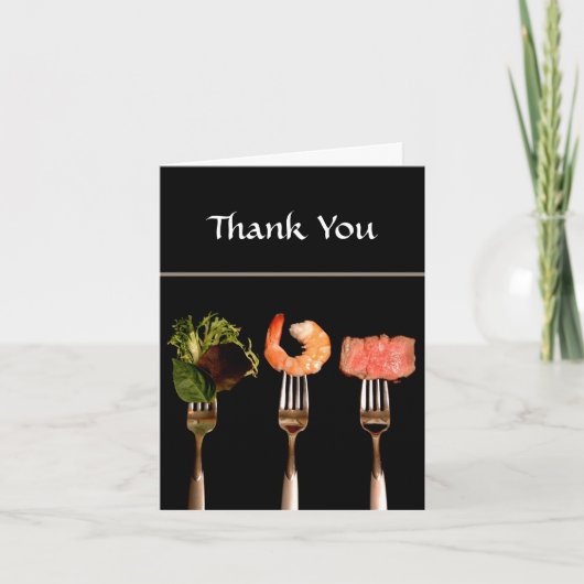 フードオンモダンフォークディナーパーティーサンキューカード サンキューカード (正面)