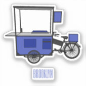 フードカート漫画イラストレーション シール (正面)