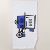 フードカート漫画イラストレーション ビーチタオル (正面)