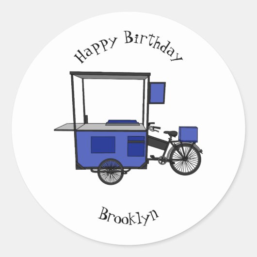 フードカート漫画イラストレーション ラウンドシール (正面)