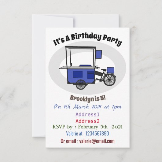 フードカート漫画イラストレーション 招待状 (正面)