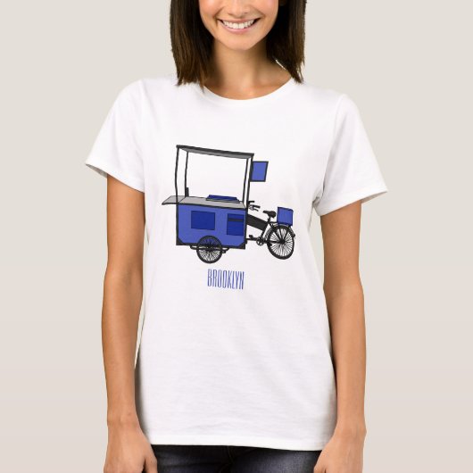 フードカート漫画イラストレーション Tシャツ (正面)