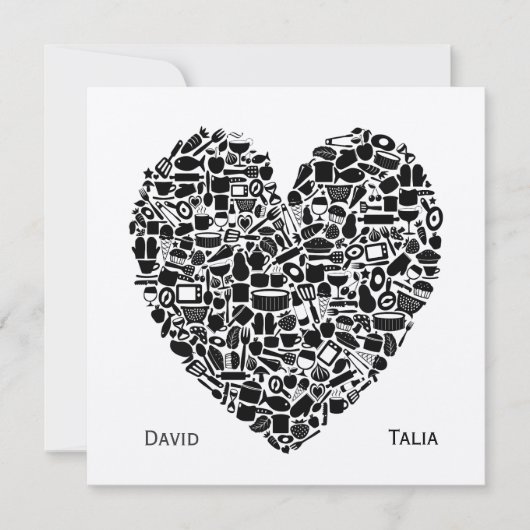 フードグルメハート金ゴールドカスタムウエディング招待状 招待状 (正面)