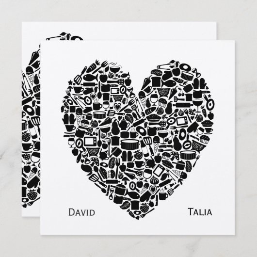 フードグルメハート金ゴールドカスタムウエディング招待状 招待状 (正面/裏面)