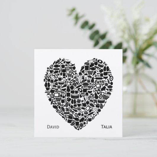 フードグルメハート金ゴールドカスタムウエディング招待状 招待状 (スタンド正面)