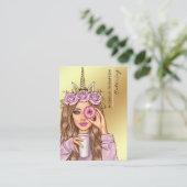 フードケータリングお洒落ユニコーンレディービジネスカード 名刺 (スタンド正面)