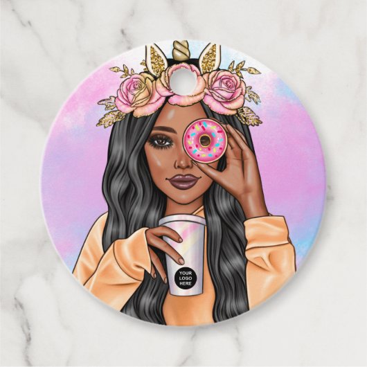 フードケータリングお洒落ユニコーンレディ企業のー フェイバータグ (正面)