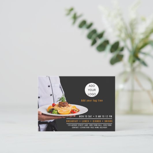 フードケータリングレストランビジネス 名刺 (スタンド正面)
