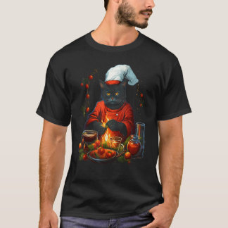 フードサイエンティスト クリスマス 猫 シェフ クッキング クリスマス ディナー Tシャツ