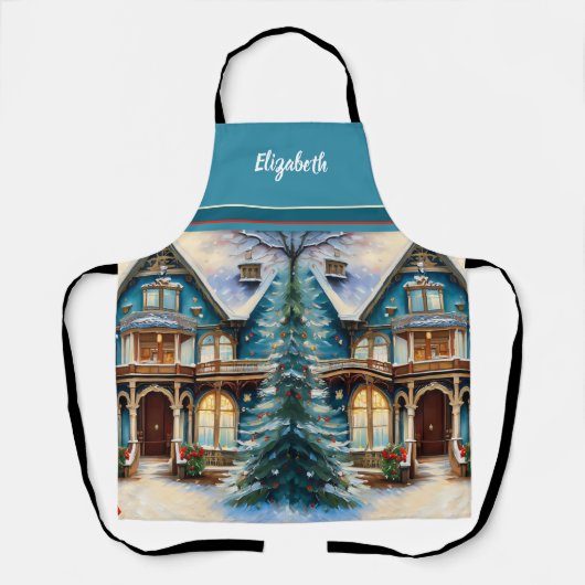 フードシェフキッチンBBQベーカービクトリアンクリスマス エプロン (正面)