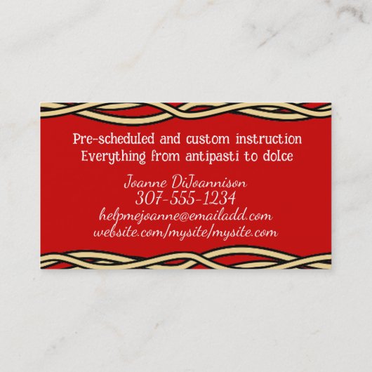 フードシェフケータリング用イタリアンスパゲティ 名刺 (裏面)