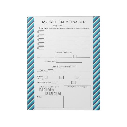 フードジャーナル海色のストライプのデザインメモ帳 ノートパッド (回転)