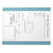 フードジャーナル海色のストライプのデザインメモ帳 ノートパッド (正面)