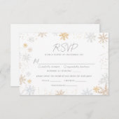 フードチョイス付きスノーフレーク結婚式RSVPカード 出欠カード (正面/裏面)