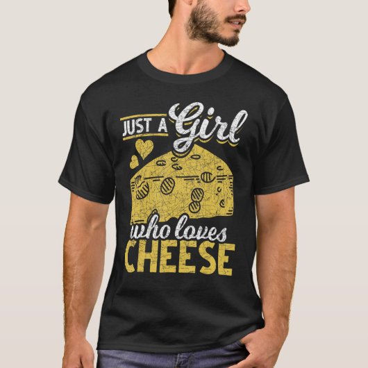 フードチーズガールズウィメンズグルメスナックゴーダチーズ Tシャツ (正面)